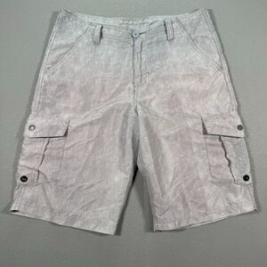 Vintage No Fear Shorts Mens 34 Gray Flat Cargo Pockets Baggy Casual Streetwear‎